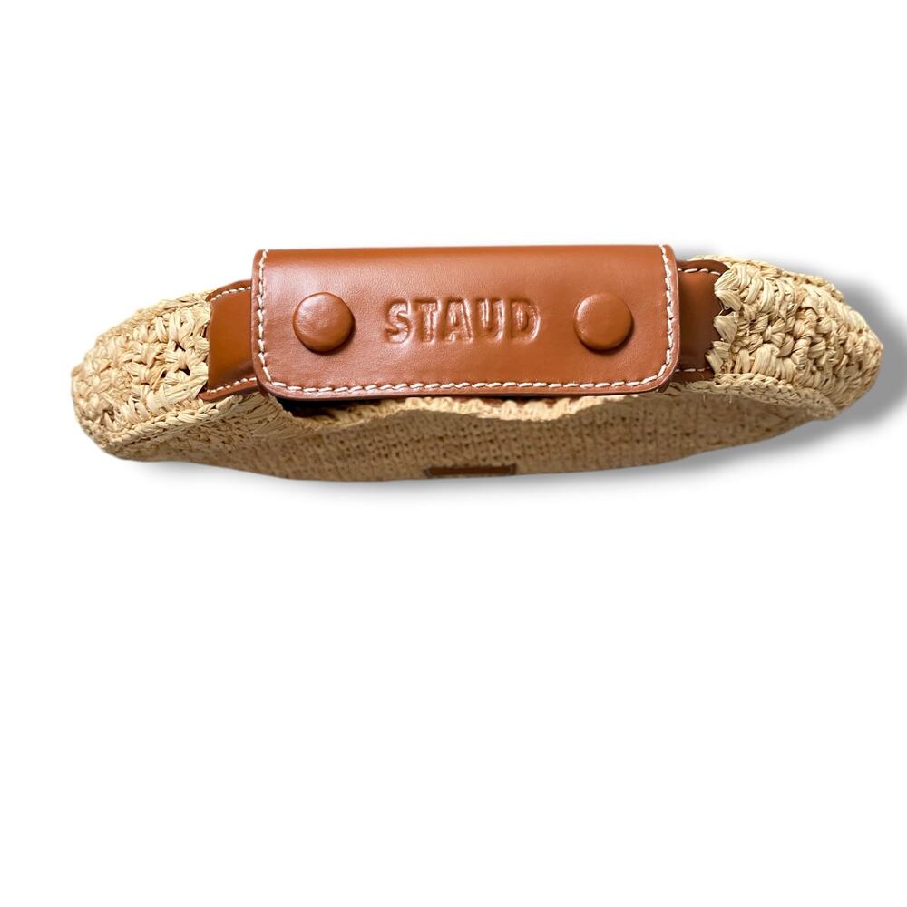 STAUD Moon Raffia Bag Natural Raffia Handbag Purse Standard Size Summer Resort - Picture 4 of 13